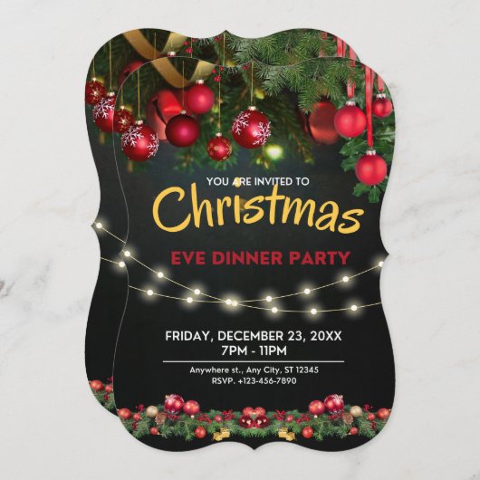 kerstuitnodiging |  uitnodigingen (Voorkant / Achterkant)