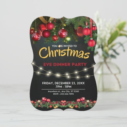 kerstuitnodiging |  uitnodigingen (Staand voorkant)