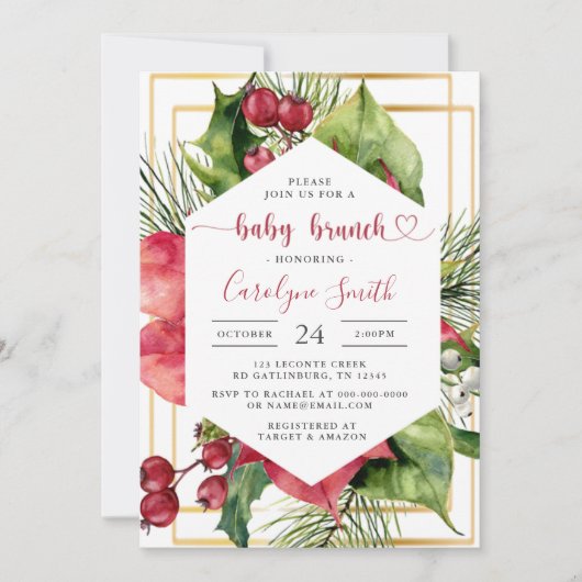 kerstuitnodiging voor Baby Brunch Kaart (Voorkant)