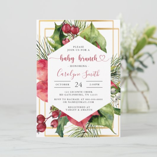 kerstuitnodiging voor Baby Brunch Kaart (Staand voorkant)