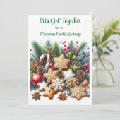 Kerstuitnodiging voor Cookie-uitwisseling Kaart (Staand voorkant)