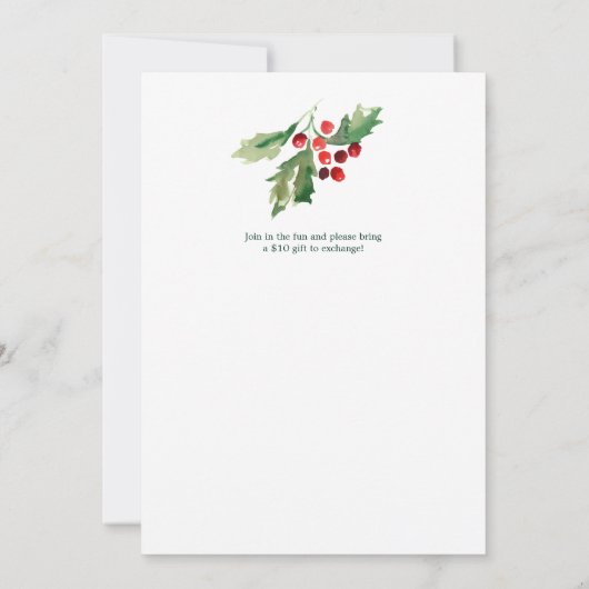 Kerstuitnodiging voor feestdagen kaart (Achterkant)