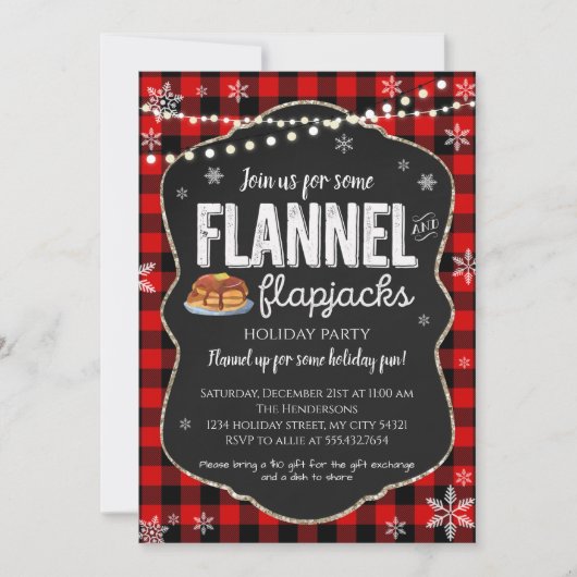 Kerstuitnodiging voor flannel en Flapjacks Kaart (Voorkant)