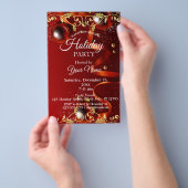 kerstuitnodiging voor het Rode en Gold Ornament Flyer (Hand)