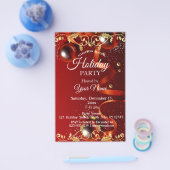 kerstuitnodiging voor het Rode en Gold Ornament Flyer (Enkel)