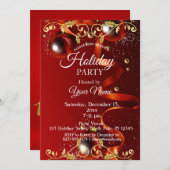 kerstuitnodiging voor het Rode en Gold Ornament Kaart (Voorkant / Achterkant)
