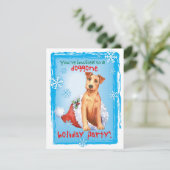 kerstuitnodiging voor Ierse terrier Feestdagenkaart (Staand voorkant)