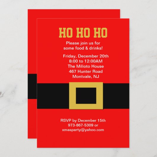 Kerstuitnodiging voor kerstmis met kerstmis kaart (Voorkant / Achterkant)