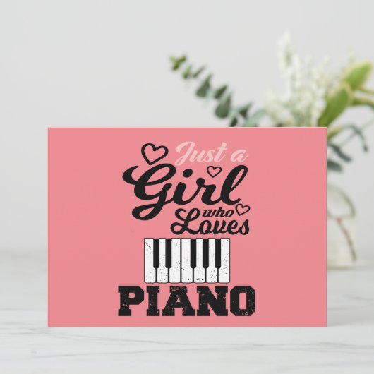 Kerstuitnodiging voor Piano Girl Kaart (Staand voorkant)