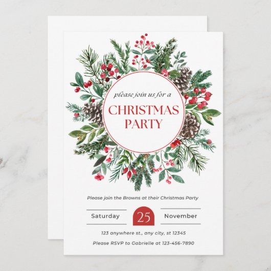 Kerstuitnodiging voor uw geliefden kaart (Voorkant / Achterkant)