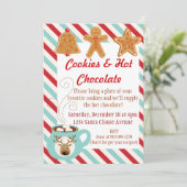Kerstuitnodiging - warme chocolade en koekjes kaart (Staand voorkant)
