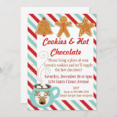 Kerstuitnodiging - warme chocolade en koekjes kaart (Voorkant / Achterkant)