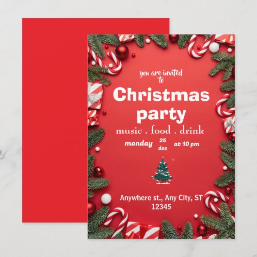 Kerstuitnodigingen Flat Kaart (Voorkant / Achterkant)