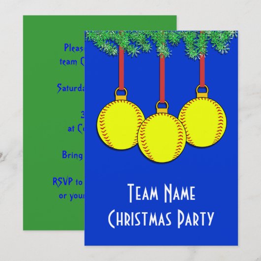 Kerstuitnodigingen voor fastpitch Softball Kaart (Voorkant / Achterkant)