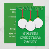 Kerstuitnodigingen voor Golfers Kaart (Voorkant / Achterkant)
