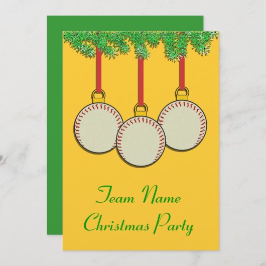 Kerstuitnodigingen voor honkbal of Softball Kaart (Voorkant / Achterkant)