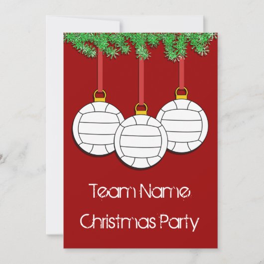 Kerstuitnodigingen voor volleybal kaart (Voorkant)