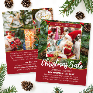 Kerstuitverkoop Winkel Feestelijke Dieprode Zakeli Flyer