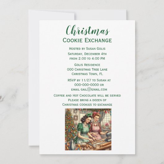 Kerstuitwisseling van vintage koekjes  kaart (Achterkant)