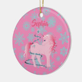 KerstUnicorn Aangepast Foto Roze Cute Girl Keramisch Ornament (Links)