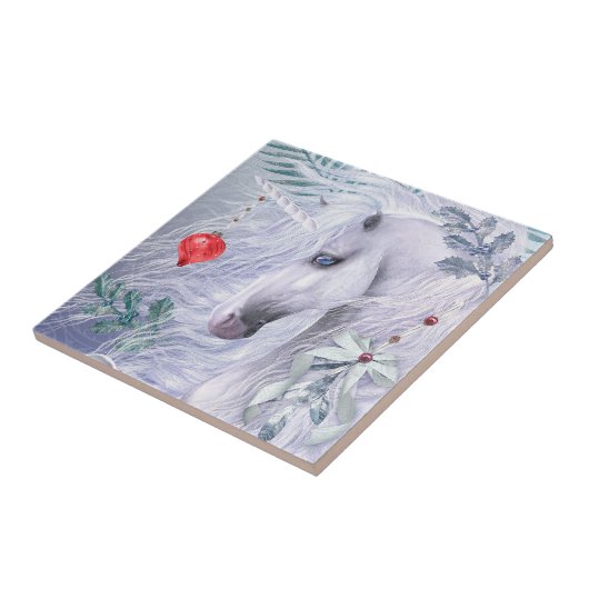 kerstunicorn Art Tile Tegeltje (Zijkant)