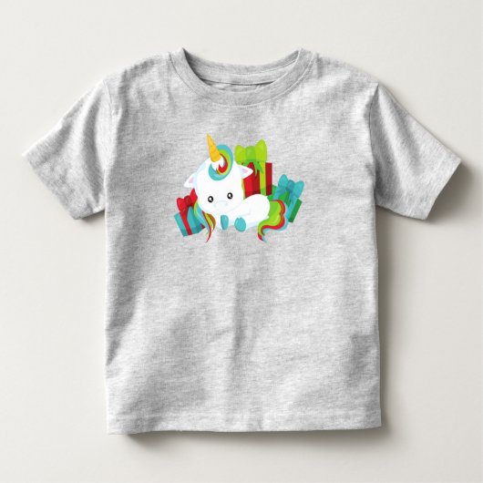 Kerstunicorn, cadeautjes, Cadeaus, kerstmis, nieuw Kinder Shirts (Voorkant)