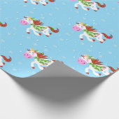 KerstUnicorn-Cartoon Cadeaupapier (Hoek)