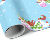 KerstUnicorn-Cartoon Cadeaupapier (Rol Hoek)