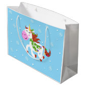 KerstUnicorn-Cartoon Groot Cadeauzakje (Achterkant Gekanteld)