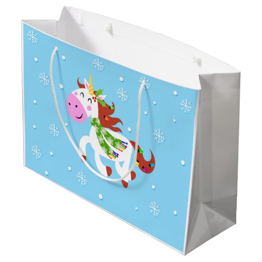 KerstUnicorn-Cartoon Groot Cadeauzakje (Achterkant Gekanteld)