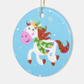 KerstUnicorn-Cartoon Keramisch Ornament (Links)