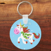 KerstUnicorn-Cartoon Sleutelhanger (Voorkant)
