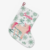 KerstUnicorn Cute Grote Kerstsok (Voorkant (Hangend))