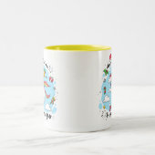 KerstUnicorn Doodle Yellow Tweekleurige Koffiemok (Center)