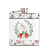 KerstUnicorn en prettige kersttypografie Heupfles (Voorkant)