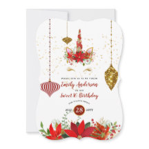 KerstUnicorn Face Birthday Red Gold Fun