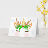 KerstUnicorn Face Kaart (Gele Bloem)