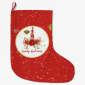 KerstUnicorn Face, speciaal rood goud Grote Kerstsok (Voorkant)