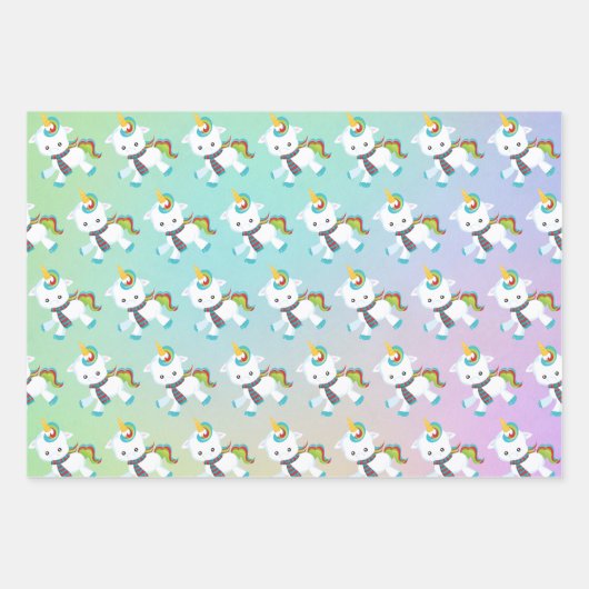 KerstUnicorn Fun Pattern Inpakpapier Vel (Voorkant)