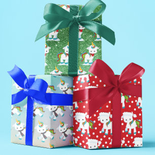 KerstUnicorn Fun Pattern Inpakpapier Vel