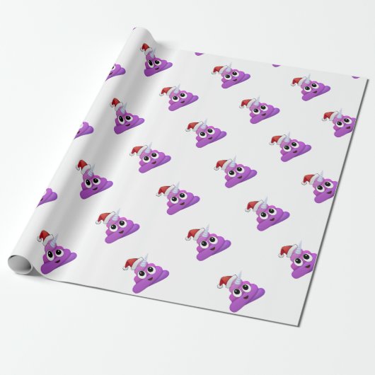 KerstUnicorn Poop Emoji Cadeaupapier (Uitgerold)