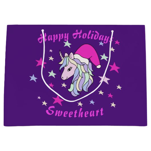  kerstunicorn Santa Groot Cadeauzakje (Voorkant)