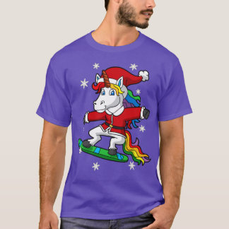 KerstUnicorn Santa Snowboarding T-shirt