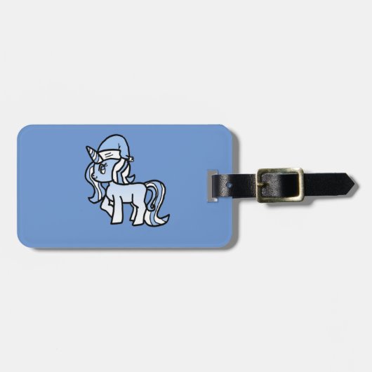 Kerstunicorn Snow Frosted Blue Bagagelabel (Voorkant horizontaal)