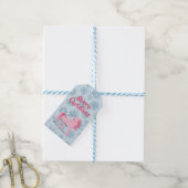 Kerstunicorn Snowflake Cute Blue Roze Cadeaulabel (Met Touw)