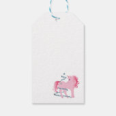 Kerstunicorn Snowflake Cute Blue Roze Cadeaulabel (Achterkant)