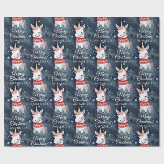 KerstUnicorn Sweater Cadeaupapier (Vlak)