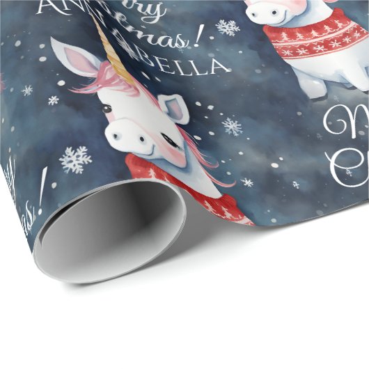 KerstUnicorn Sweater Cadeaupapier (Rol Hoek)