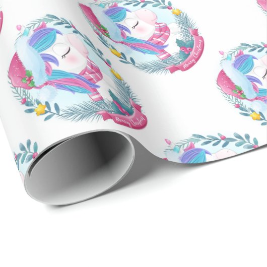 KerstUnicorns Cadeaupapier (Rol Hoek)