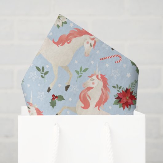 KerstUnicorns Cute Modern Girly Floral Tissuepapier (Cadeauzakje)